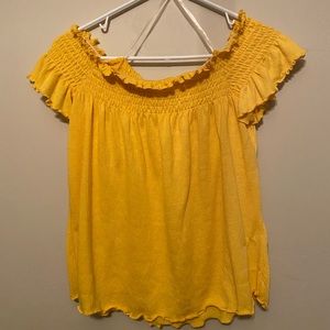 Off the shoulder yellow top